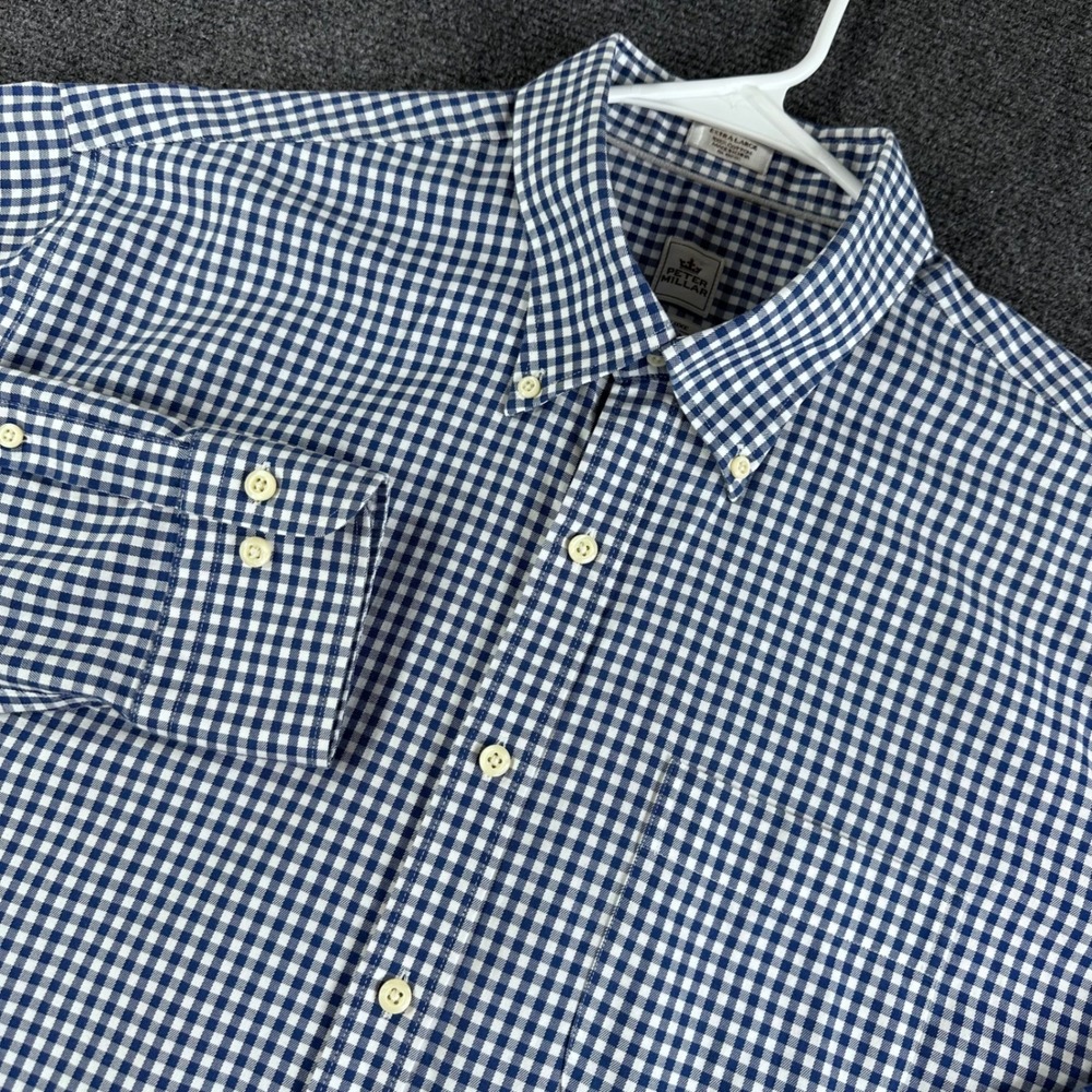 Peter Millar Button Down Mens XL Extra Large Gingham Nanoluxe Easy Care Cotton